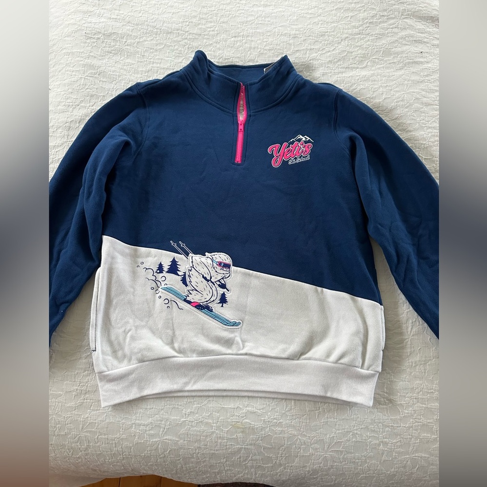 Disney Parks Animal Kingdom Everest Yeti Ski School Zip Pullover Sweatshirt Med